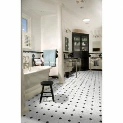 Black and White Marble Paver Residential Vinyl Sheet Flooring 12ft. Wide x Cut to Length by TrafficMaster -Cozy Floor Style black and white marble trafficmaster vinyl sheet flooring c1100405k509g14 1d 1000