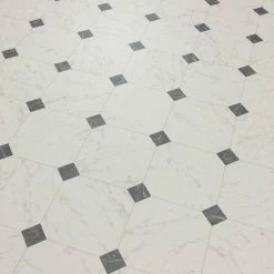 Black and White Marble Paver Residential Vinyl Sheet Flooring 12ft. Wide x Cut to Length by TrafficMaster -Cozy Floor Style black and white marble trafficmaster vinyl sheet flooring c1100405k509g14 1f 1000