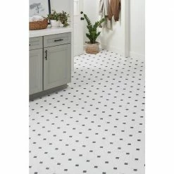 Black and White Marble Paver Residential Vinyl Sheet Flooring 12ft. Wide x Cut to Length by TrafficMaster -Cozy Floor Style black and white marble trafficmaster vinyl sheet flooring c1100405k509g14 40 1000