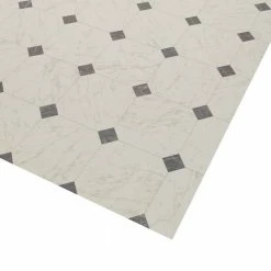 Black and White Marble Paver Residential Vinyl Sheet Flooring 12ft. Wide x Cut to Length by TrafficMaster -Cozy Floor Style black and white marble trafficmaster vinyl sheet flooring c1100405k509g14 4f 1000