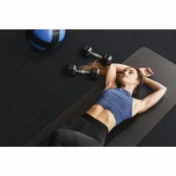 Black 25.2 in. x 25.2 in. x 0.68 in. Foam Shock Absorbing Gym Floor Tiles (4 Tiles/Pack) (17.64 sq. ft.) by TrafficMaster -Cozy Floor Style black fleck trafficmaster gym floor tiles 24182coplhd 1f 1000