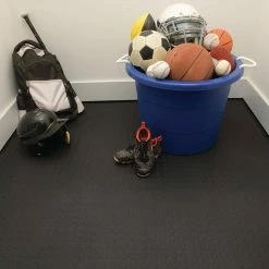 Black Raised Coin 18 in. x 18 in. x 3.1 mm Rubber Interlocking Modular Flooring Tiles, 6-Pack (13.5 sq. ft.) by TrafficMaster -Cozy Floor Style black trafficmaster gym floor tiles 11n 532 18x18hd 66 1000