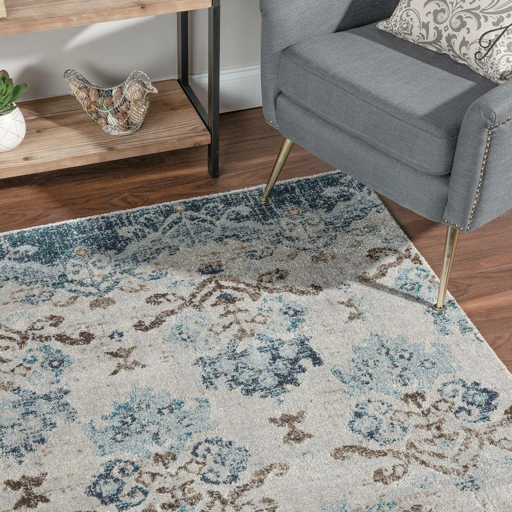 Provincial 11 Blue 3 ft. 3 in. x 5 ft. 3 in. French Damask Area Rug by Addison Rugs 5 Provincial 11 Blue 3 ft. 3 in. x 5 ft. 3 in. French Damask Area Rug by Addison Rugs - Image 3