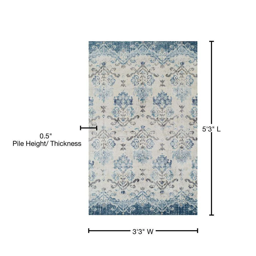 Provincial 11 Blue 3 ft. 3 in. x 5 ft. 3 in. French Damask Area Rug by Addison Rugs 13 Provincial 11 Blue 3 ft. 3 in. x 5 ft. 3 in. French Damask Area Rug by Addison Rugs - Image 11