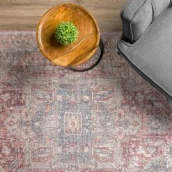 Baldwin 2 Blush 3 ft. 3 in. x 5 ft. 3 in. Medallion Velvet Non-Skid Indoor Area Rug by Addison Rugs -Cozy Floor Style blush addison rugs area rugs hdba2bl3x5 c3 1000