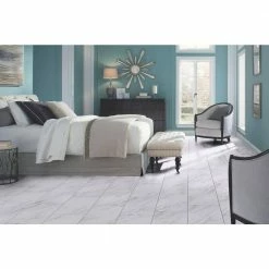 Carrara Marble 12 in. x 24 in. Peel and Stick Vinyl Tile (20 sq. ft. / case) by TrafficMaster -Cozy Floor Style carrara marble trafficmaster vinyl tile ss1212 44 1000