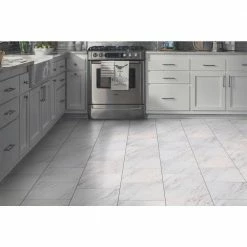 Carrara Marble 12 in. x 12 in. Peel and Stick Vinyl Tile (30 sq. ft. / case) by TrafficMaster -Cozy Floor Style carrara marble trafficmaster vinyl tile ss1212 4f 1000 1
