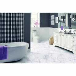 Carrara Marble 12 in. x 24 in. Peel and Stick Vinyl Tile (20 sq. ft. / case) by TrafficMaster -Cozy Floor Style carrara marble trafficmaster vinyl tile ss1212 c3 1000
