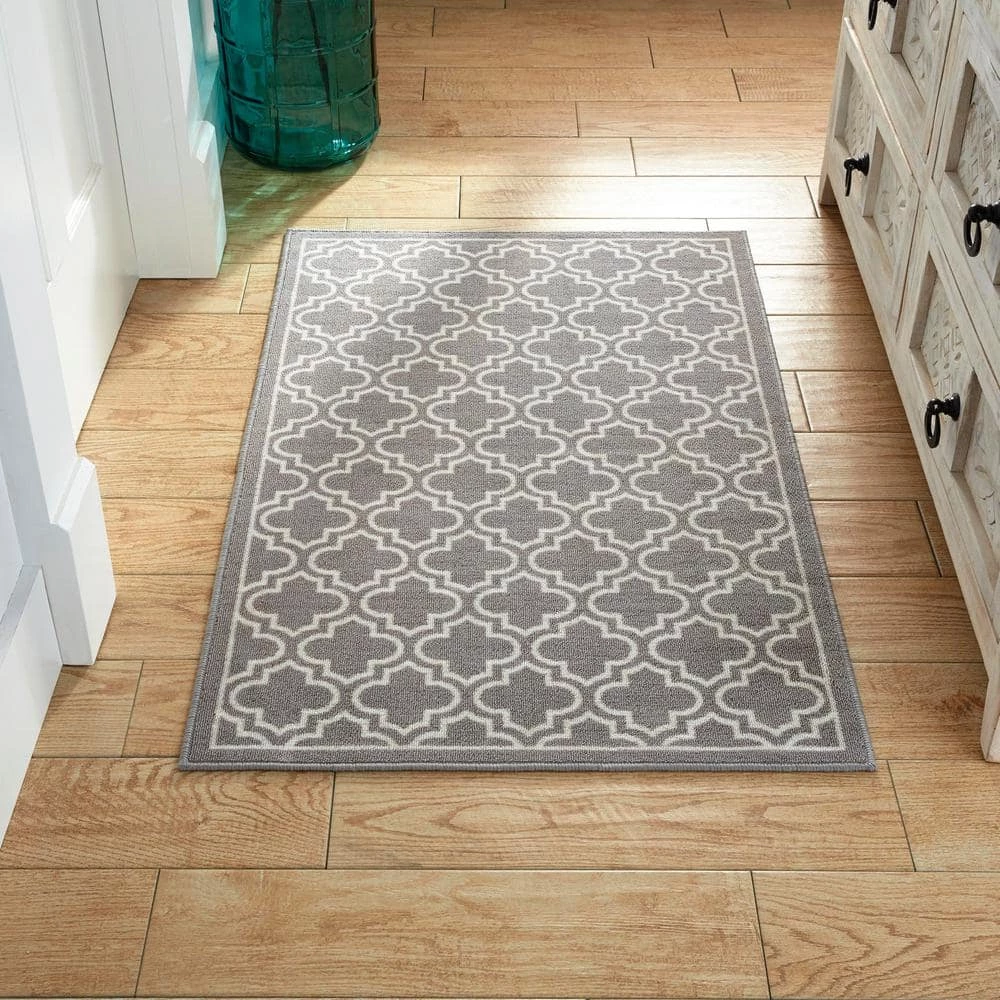 Trellis Grey 2 ft. 6 in. x 4 ft. Accent Rug by TrafficMaster 4 Trellis Grey 2 ft. 6 in. x 4 ft. Accent Rug by TrafficMaster - Image 2