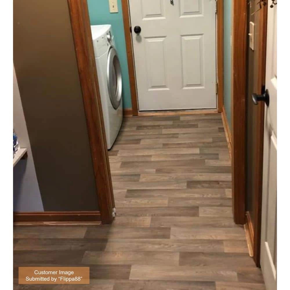 Greyed Oak Wood Residential Vinyl Sheet Flooring 12 ft. Wide x Cut to Length by TrafficMaster 5 Greyed Oak Wood Residential Vinyl Sheet Flooring 12 ft. Wide x Cut to Length by TrafficMaster - Image 3