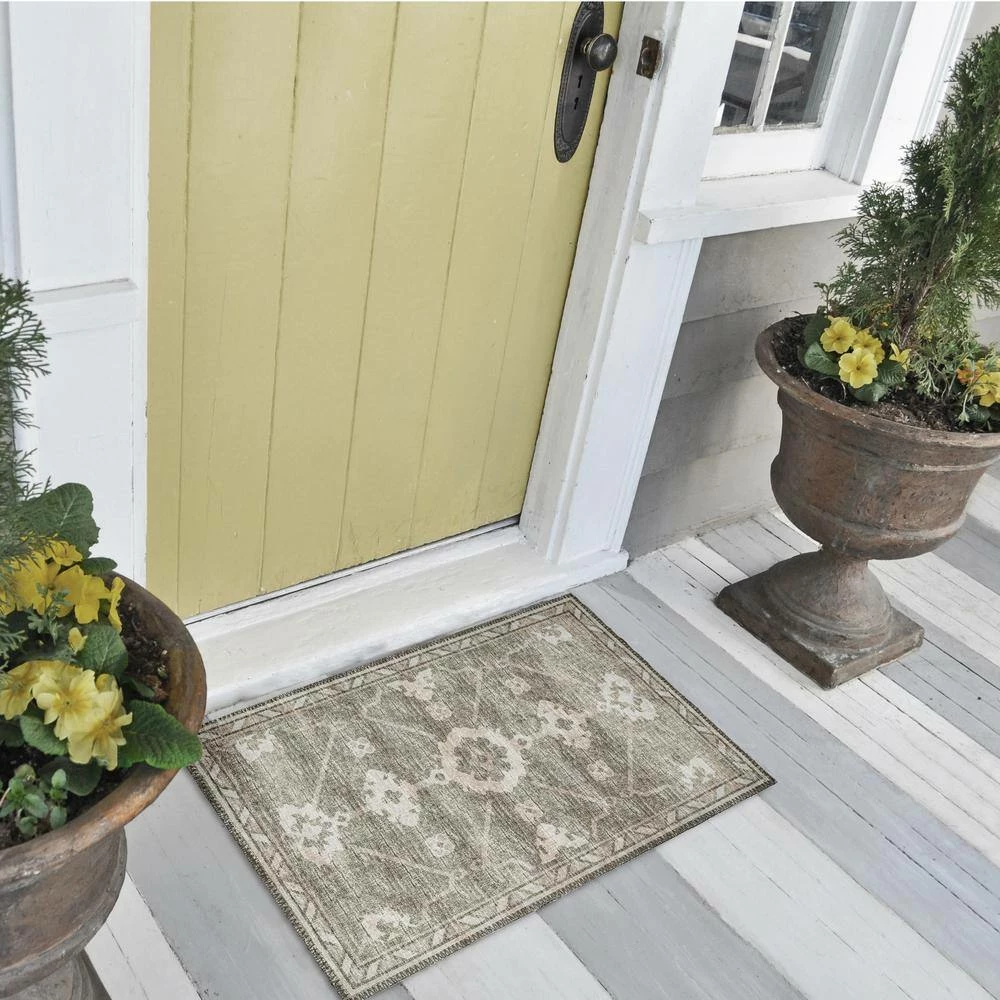 Modena Khaki 1 ft. 8 in. x 2 ft. 6 in. Persian Accent Rug by Addison Rugs 10 Modena Khaki 1 ft. 8 in. x 2 ft. 6 in. Persian Accent Rug by Addison Rugs - Image 8