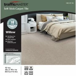 Willow Kirkdale Beige Residential 18 in. x 18 Peel and Stick Carpet Tile (10 Tiles/Case) 22.5 sq. ft. by TrafficMaster 14 Willow Kirkdale Beige Residential 18 in. x 18 Peel and Stick Carpet Tile (10 Tiles/Case) 22.5 sq. ft. by TrafficMaster -Cozy Floor Style kirkdale trafficmaster carpet tile ht004 815 1818 40 1000
