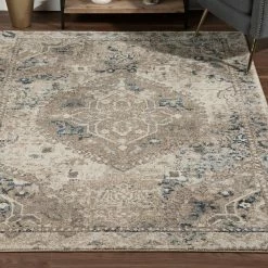Provincial 7 Linen 7 ft. 10 in. x 10 ft. 7 in. Medallion Persian Area Rug by Addison Rugs -Cozy Floor Style linen addison rugs area rugs hdpc7li8x11 31 1000