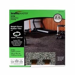 18 in. x 18 in. Rubber Gym/Exercise Flooring Tiles with Nike Grind (14.32 sq. ft.) (6-Pack) Colors will Vary by TrafficMaster -Cozy Floor Style multi colored specs light gray base trafficmaster gym floor tiles 58807 31 1000