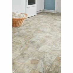 Neutral Square Slate Stone Residential Vinyl Sheet Flooring 12ft. Wide x Cut to Length by TrafficMaster -Cozy Floor Style neutral slate trafficmaster vinyl sheet flooring u6920 258c990p144 40 1000