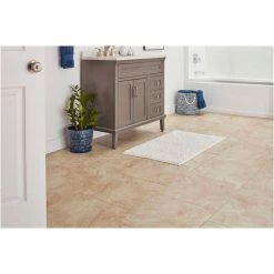 Portland Stone Beige 18 in. x 18 in. Glazed Ceramic Floor and Wall Tile (17.44 sq. ft. / case) by TrafficMaster -Cozy Floor Style portland stone beige trafficmaster ceramic tile pt011818hd1pv 1f 1000