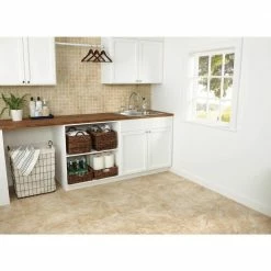 Portland Stone Beige 18 in. x 18 in. Glazed Ceramic Floor and Wall Tile (17.44 sq. ft. / case) by TrafficMaster -Cozy Floor Style portland stone beige trafficmaster ceramic tile pt011818hd1pv 44 1000