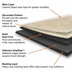 12 in. W Sedona GripStrip Luxury Vinyl Tile Flooring (24 sq. ft./case) by TrafficMaster -Cozy Floor Style sedona trafficmaster vinyl tile 260110 0 31 1000