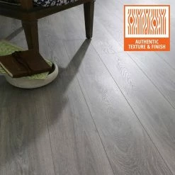 Silverton Oak 8 mm T x 7.48 in. W Water Resistant Laminate Wood Flooring (23.69 sq.ft/Case) by TrafficMaster -Cozy Floor Style silverton oak trafficmaster laminate wood flooring tm5 1f 1000