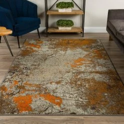 Bach 60 Abstract Tangerine 3 ft. 3 in. x 5 ft. 1 in. Area Rug by Addison Rugs -Cozy Floor Style tangerine addison rugs area rugs hdbh60ta3x5 31 1000