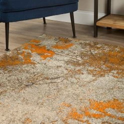 Bach 60 Abstract Tangerine 3 ft. 3 in. x 5 ft. 1 in. Area Rug by Addison Rugs -Cozy Floor Style tangerine addison rugs area rugs hdbh60ta3x5 4f 1000