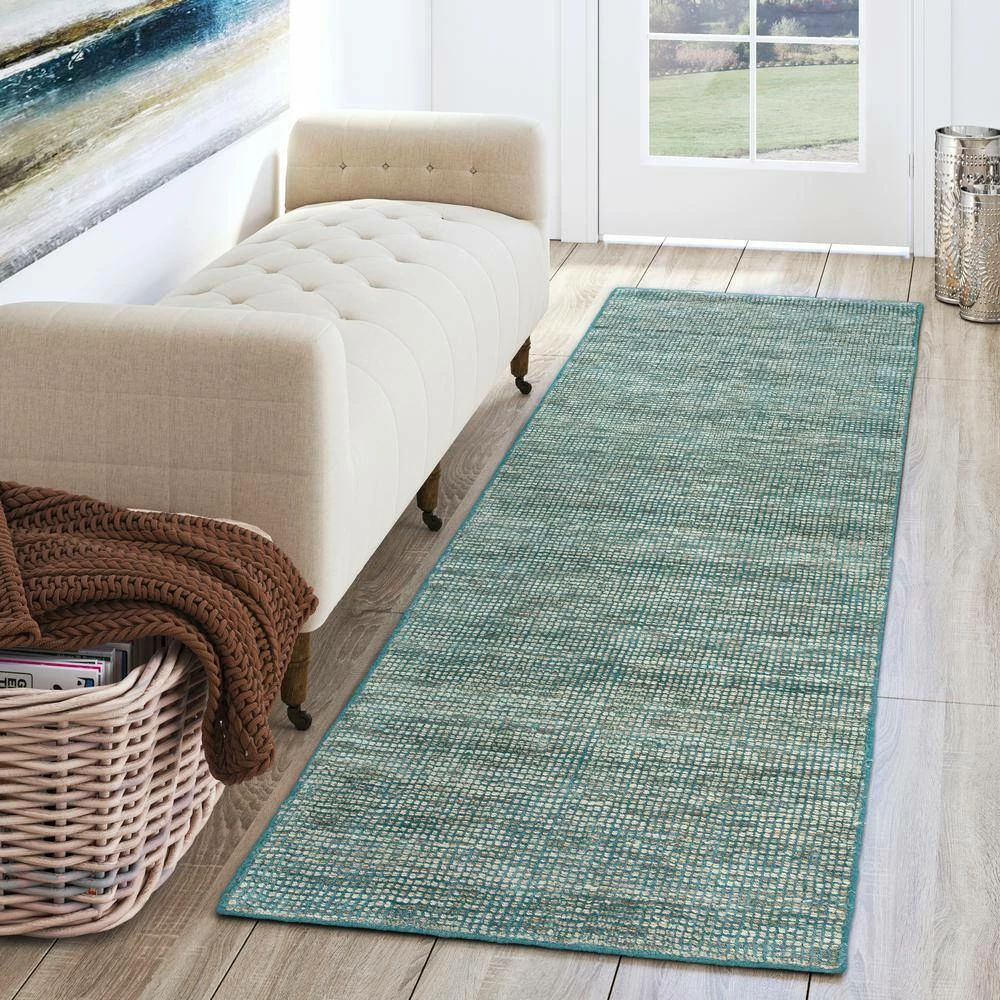 Dexter 1 Teal 2 ft. 3 in. x 7 ft. 6 in. Tonal Solid Wool and Viscose Indoor Area Rug Runner by Addison Rugs 11 Dexter 1 Teal 2 ft. 3 in. x 7 ft. 6 in. Tonal Solid Wool and Viscose Indoor Area Rug Runner by Addison Rugs - Image 9